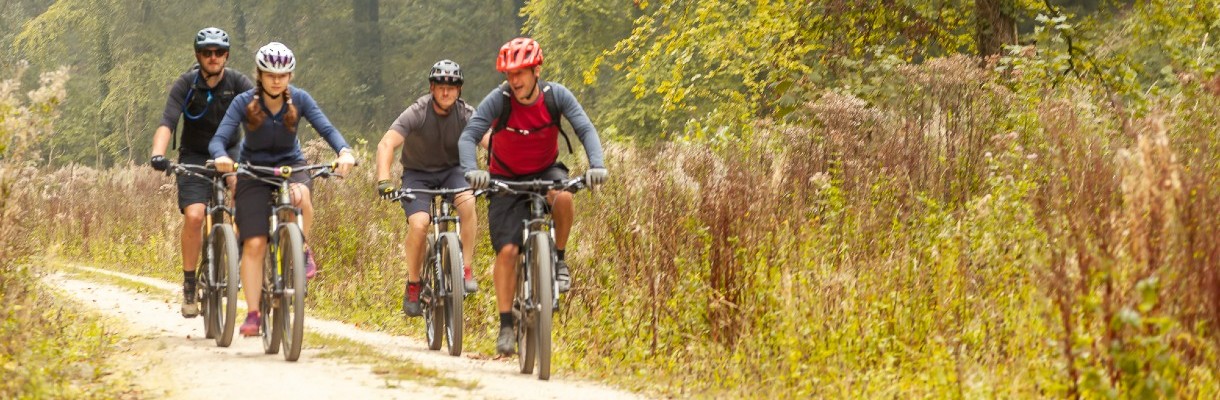 Group of cyclists riding on the Isle of Wight