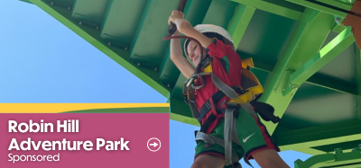 Child climbing on The Adrenaline Zone at Robin Hill Adventure Park on the Isle of Wight