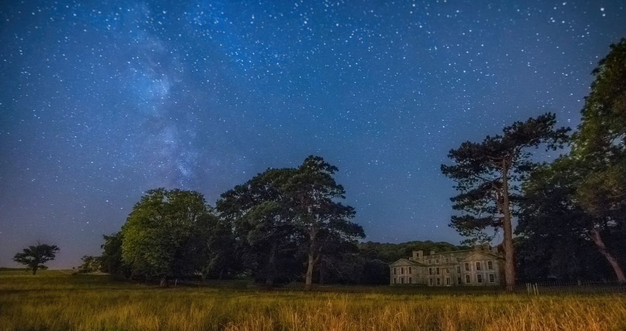 Appuldurcombe House with milky way night sky