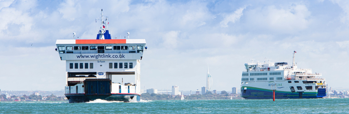 Wightlink ferries sailing on the Solent to the Isle of Wight