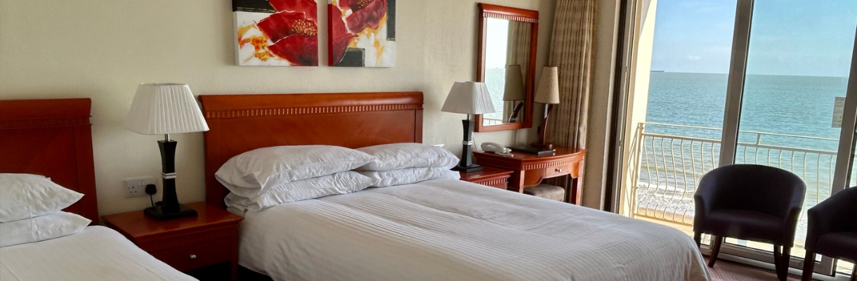 Bedroom with sea view at the Sandringham Hotel on the Isle of Wight