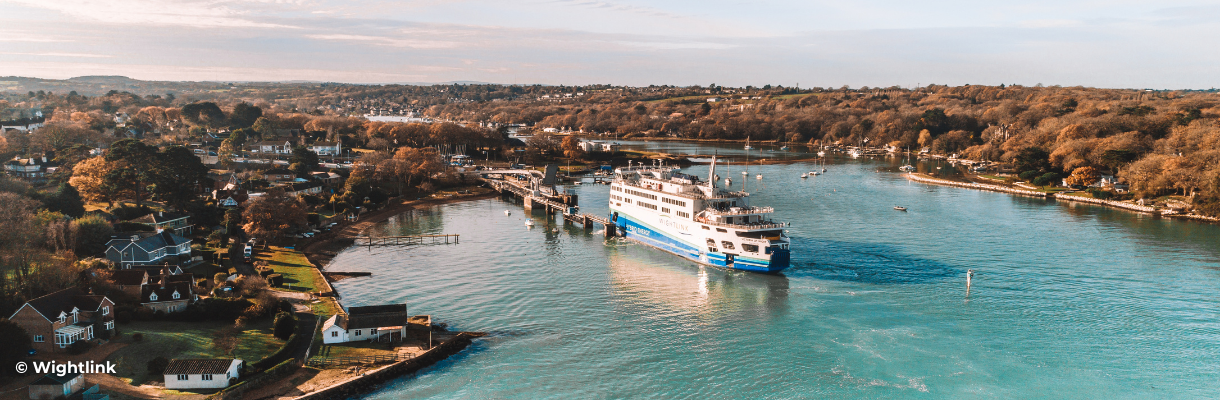 Wightlink ferry moored at Fishbourne on the Isle of Wight