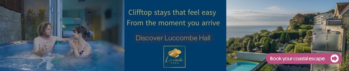 Couple in hot tub and balcony sea view at Luccombe Hall Hotel on the Isle of Wight